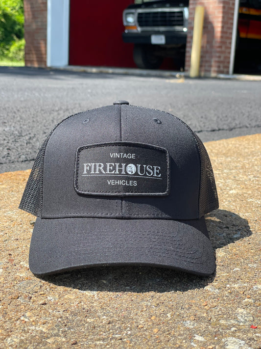 Black Firehouse Vintage Vehicles Trucker Hat